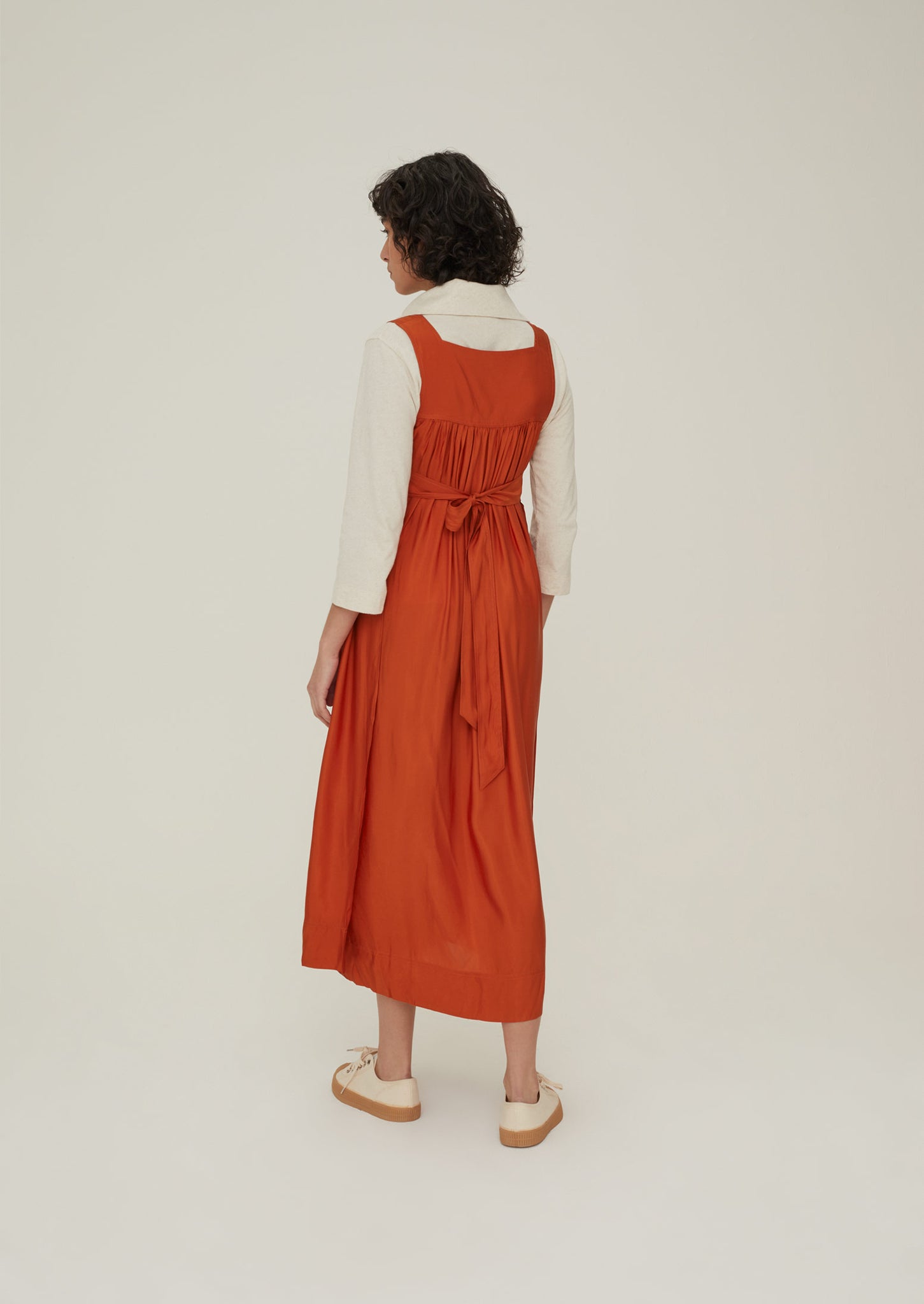 Gathered Pinafore Wrap Dress ...